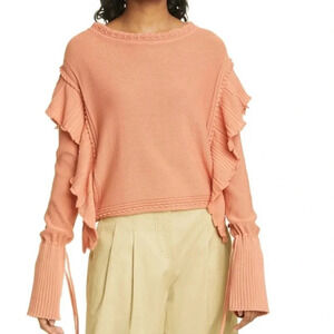 NWT Rebecca Taylor Pointelle Quilt Pullover Sweater Terra Orange M